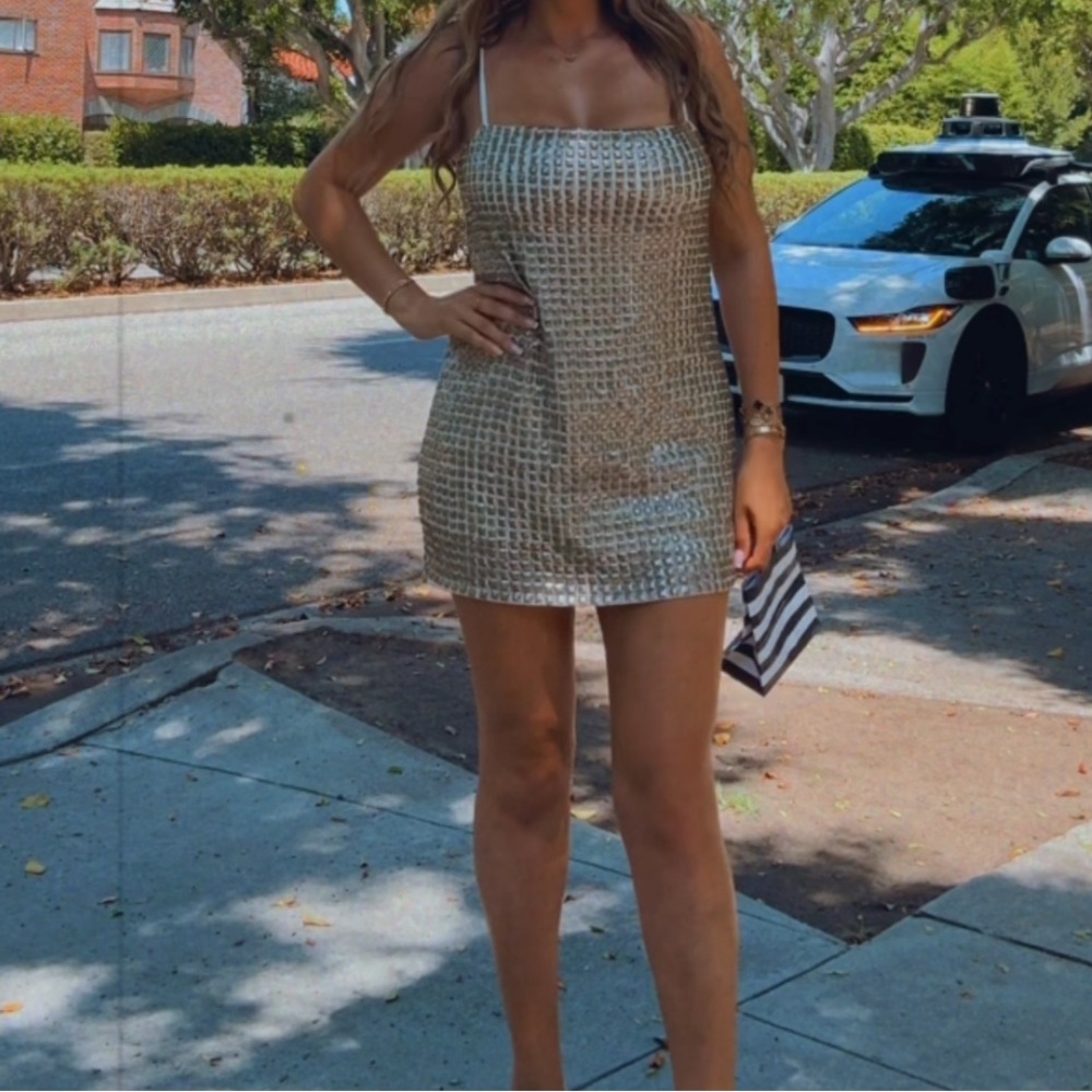 All Saints Metallic Mini Dress